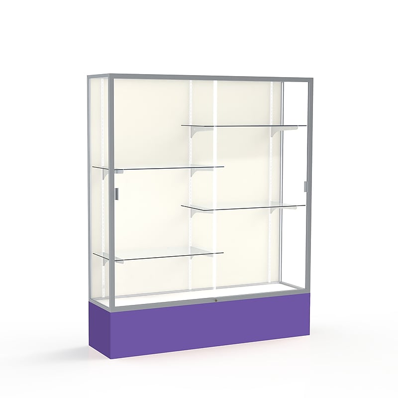 Ghent Spirit 60"W x 72"H x 16"D Floor Case, Plaque Back, Satin Finish, Purple Base image 1