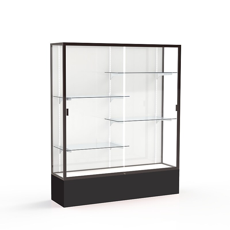 Ghent Spirit 60"W x 72"H x 16"D Floor Case, White Back, Dk. Bronze Finish, Black Base image 1