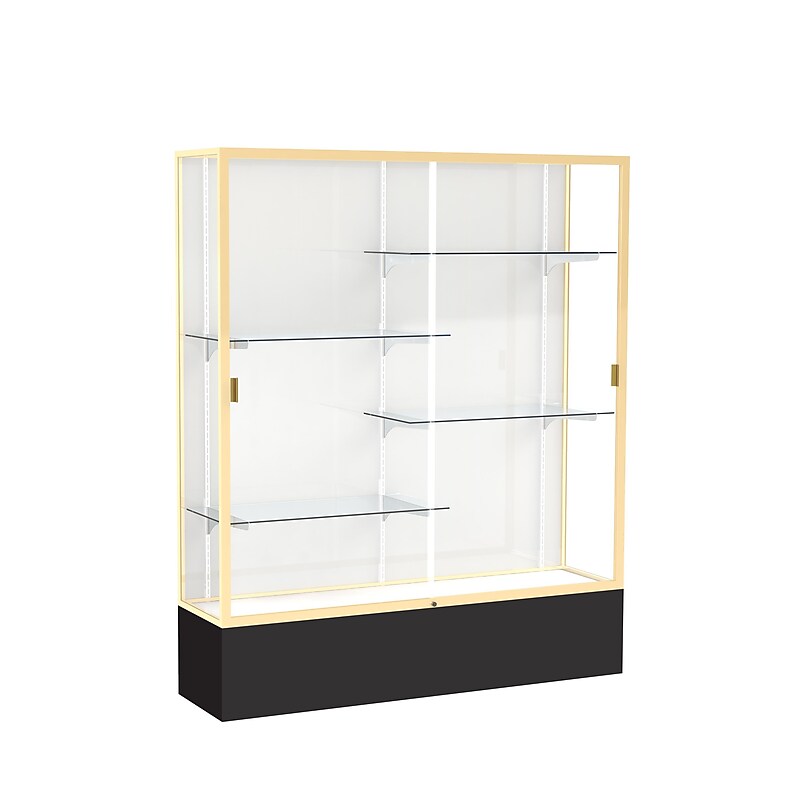 Ghent Spirit 60"W x 72"H x 16"D Floor Case, White Back, Champagne Finish, Black Base image 1