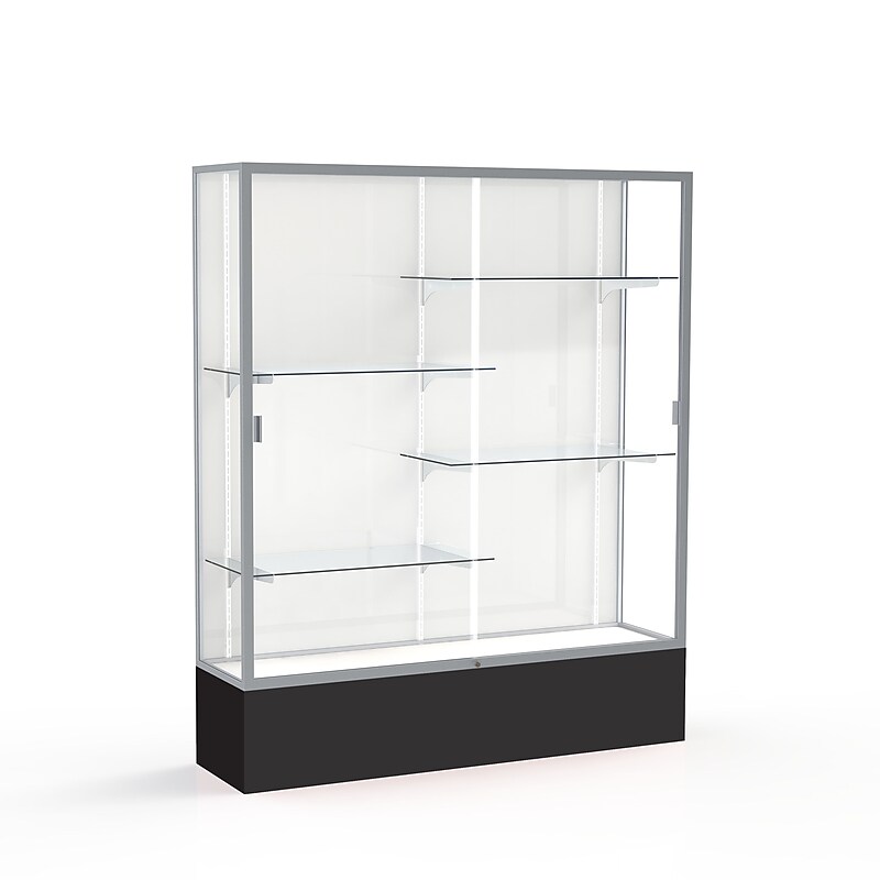 Ghent Spirit 60"W x 72"H x 16"D Floor Case, White Back, Satin Finish, Black Base image 1