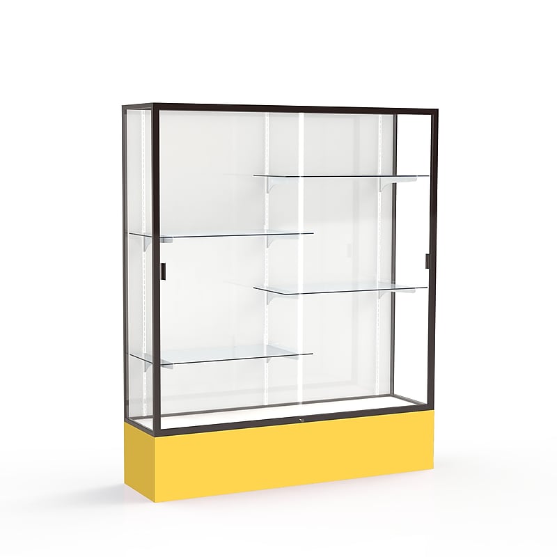 Ghent Spirit 60"W x 72"H x 16"D Floor Case, White Back, Dk. Bronze Finish, Golden Rod Base image 1
