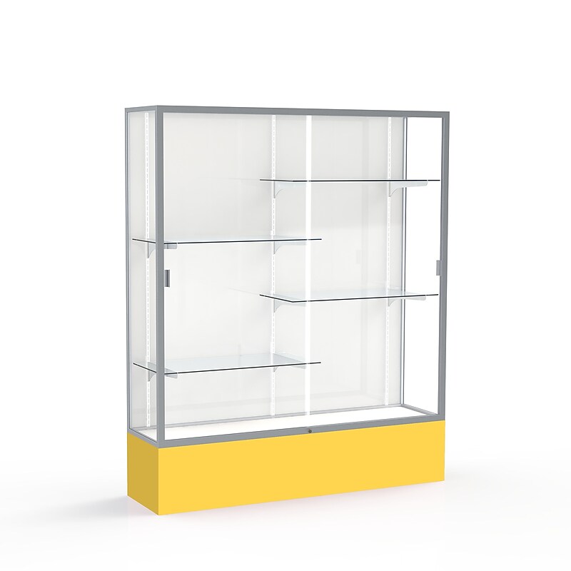 Ghent Spirit 60"W x 72"H x 16"D Floor Case, White Back, Satin Finish, Golden Rod Base image 1