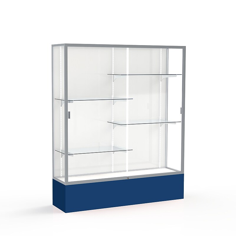 Ghent Spirit 60"W x 72"H x 16"D Floor Case, White Back, Satin Finish, Navy Base image 1