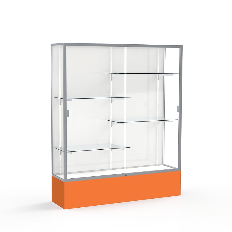Ghent Spirit 60"W x 72"H x 16"D Floor Case, White Back, Satin Finish, Orange Base image 1