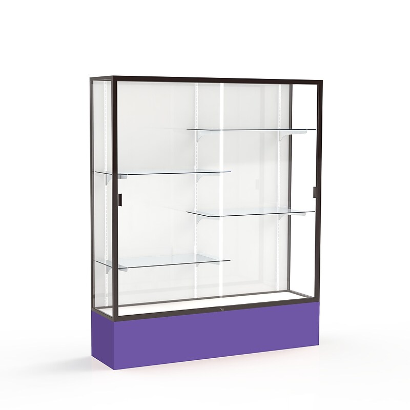 Ghent Spirit 60"W x 72"H x 16"D Floor Case, White Back, Dk. Bronze Finish, Purple Base image 1