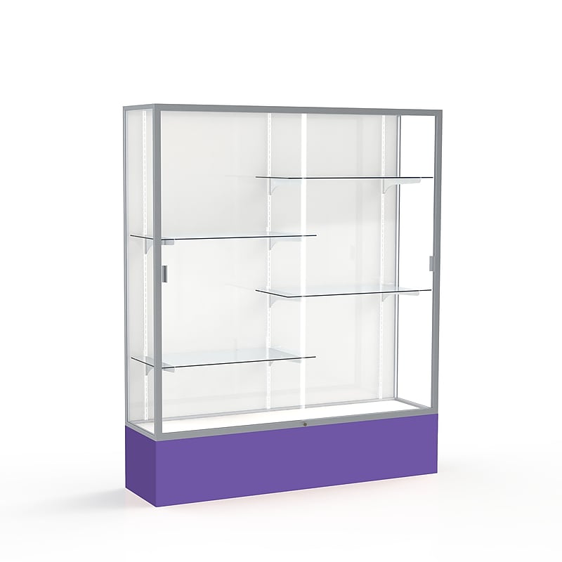 Ghent Spirit 60"W x 72"H x 16"D Floor Case, White Back, Satin Finish, Purple Base image 1