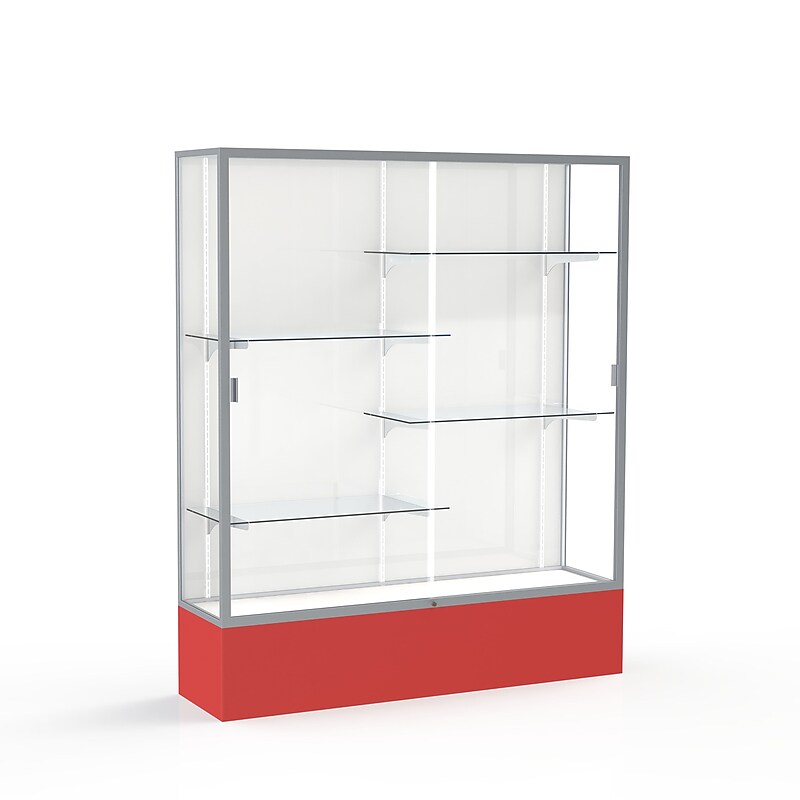 Ghent Spirit 60"W x 72"H x 16"D Floor Case, White Back, Satin Finish, Red Base image 1