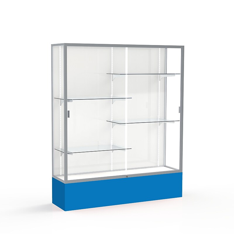 Ghent Spirit 60"W x 72"H x 16"D Floor Case, White Back, Satin Finish, Royal Blue Base image 1