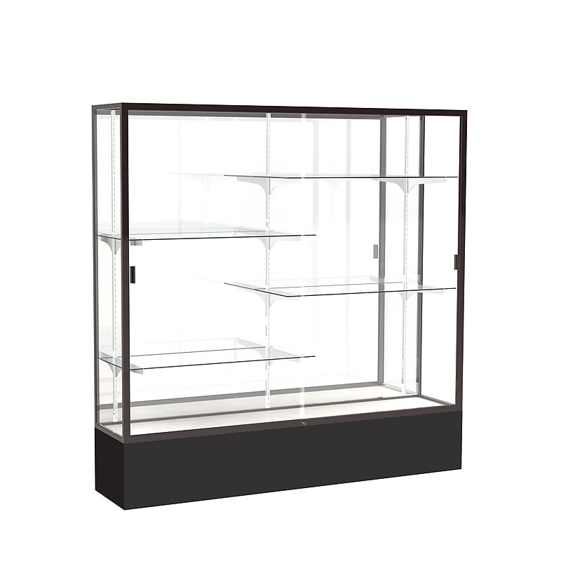 Ghent Spirit 72"W x 72"H x 16"D Floor Case, Mirror Back, Dk. Bronze Finish, Black Base image 1