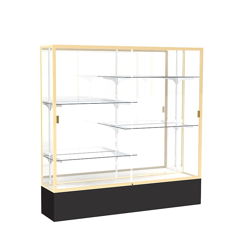 Ghent Spirit 72"W x 72"H x 16"D Floor Case, Mirror Back, Champagne Finish, Black Base image 1