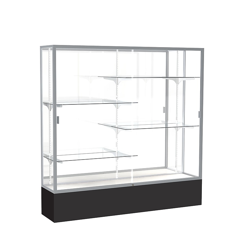 Ghent Spirit 72"W x 72"H x 16"D Floor Case, Mirror Back, Satin Finish, Black Base image 1