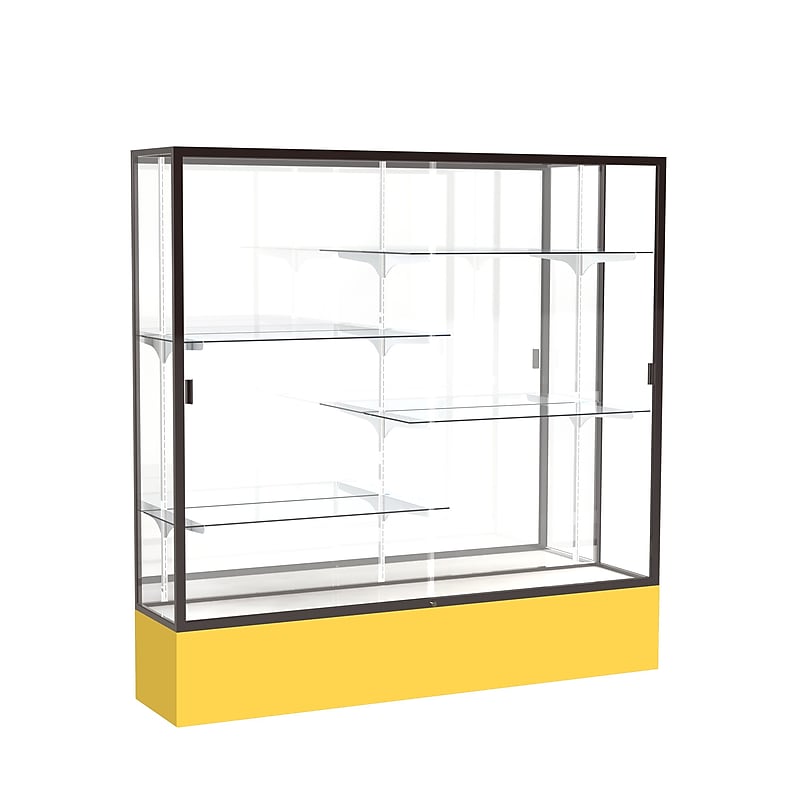 Ghent Spirit 72"W x 72"H x 16"D Floor Case, Mirror Back, Dk. Bronze Finish, Golden Rod Base image 1