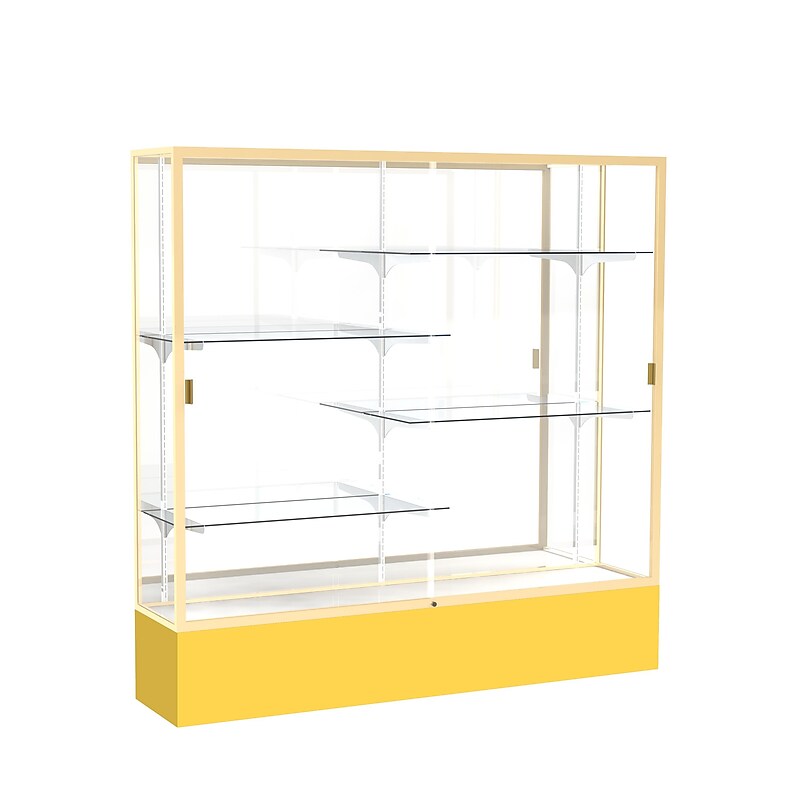 Ghent Spirit 72"W x 72"H x 16"D Floor Case, Mirror Back, Champagne Finish, Golden Rod Base image 1
