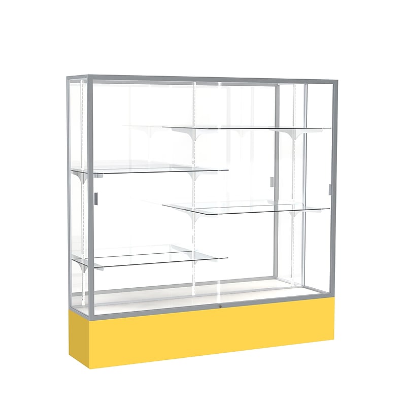 Ghent Spirit 72"W x 72"H x 16"D Floor Case, Mirror Back, Satin Finish, Golden Rod Base image 1