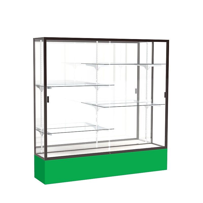 Ghent Spirit 72"W x 72"H x 16"D Floor Case, Mirror Back, Dk. Bronze Finish, Kelly Green Base image 1
