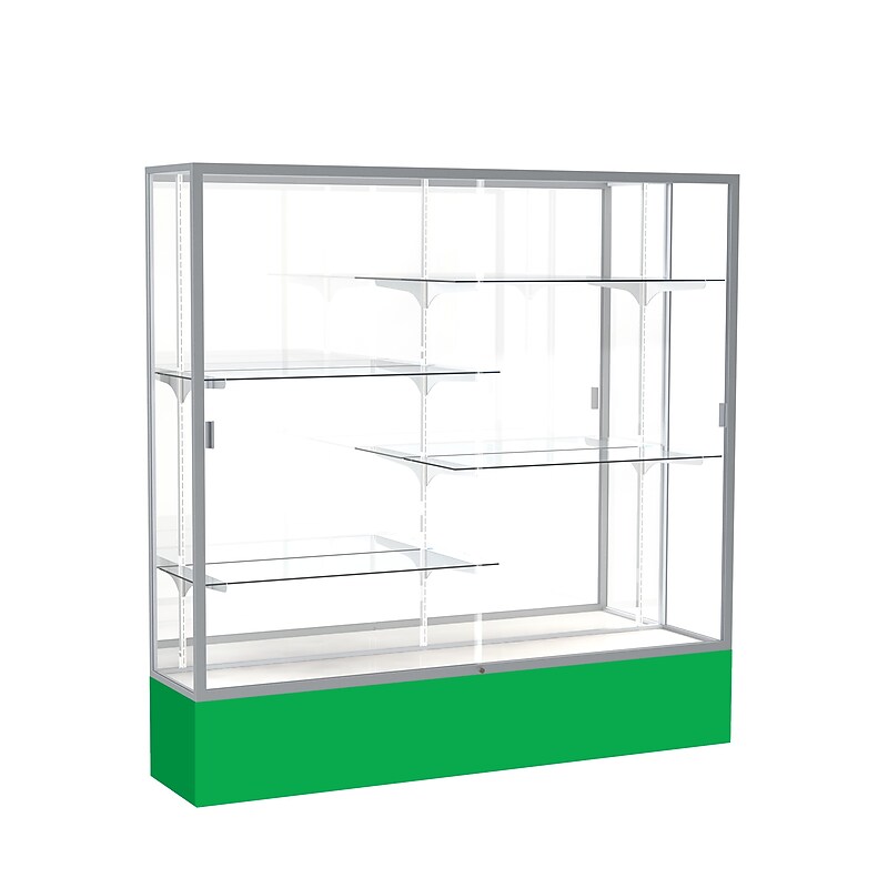Ghent Spirit 72"W x 72"H x 16"D Floor Case, Mirror Back, Satin Finish, Kelly Green Base image 1