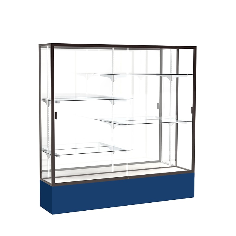 Ghent Spirit 72"W x 72"H x 16"D Floor Case, Mirror Back, Dk. Bronze Finish, Navy Base image 1