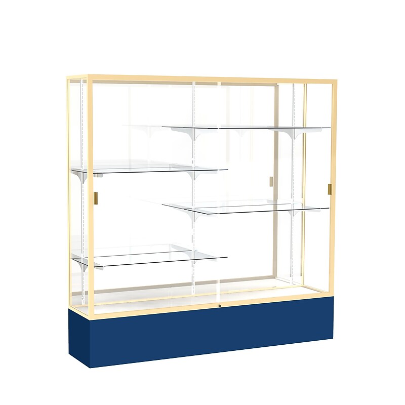 Ghent Spirit 72"W x 72"H x 16"D Floor Case, Mirror Back, Champagne Finish, Navy Base image 1