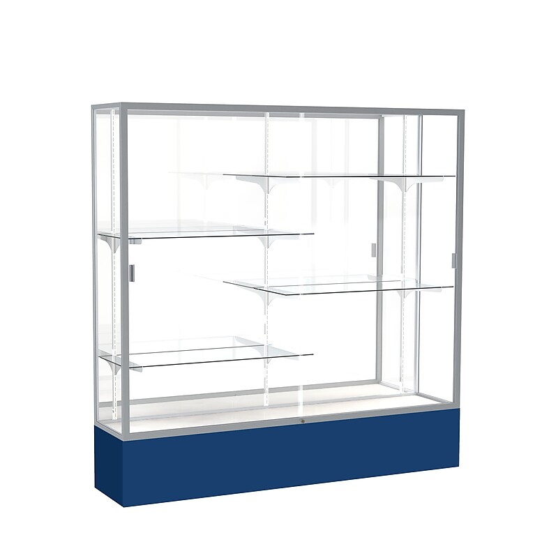Ghent Spirit 72"W x 72"H x 16"D Floor Case, Mirror Back, Satin Finish, Navy Base image 1