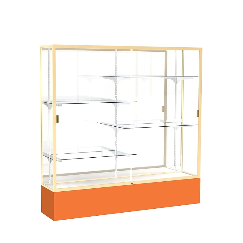 Ghent Spirit 72"W x 72"H x 16"D Floor Case, Mirror Back, Champagne Finish, Orange Base image 1