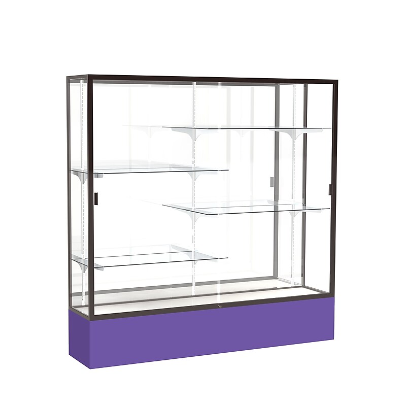 Ghent Spirit 72"W x 72"H x 16"D Floor Case, Mirror Back, Dk. Bronze Finish, Purple Base image 1