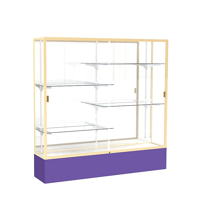 Ghent Spirit 72"W x 72"H x 16"D Floor Case, Mirror Back, Champagne Finish, Purple Base image 1