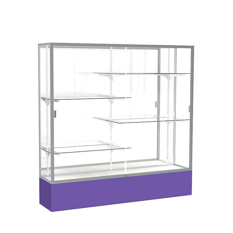 Ghent Spirit 72"W x 72"H x 16"D Floor Case, Mirror Back, Satin Finish, Purple Base image 1