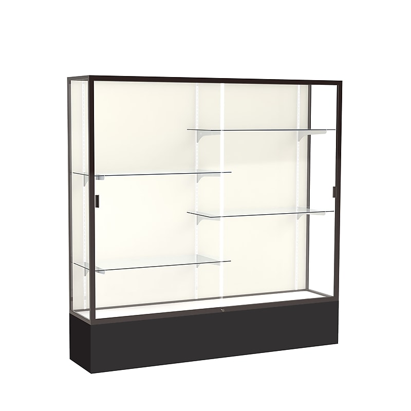 Ghent Spirit 72"W x 72"H x 16"D Floor Case, Plaque Back, Dk. Bronze Finish, Black Base image 1