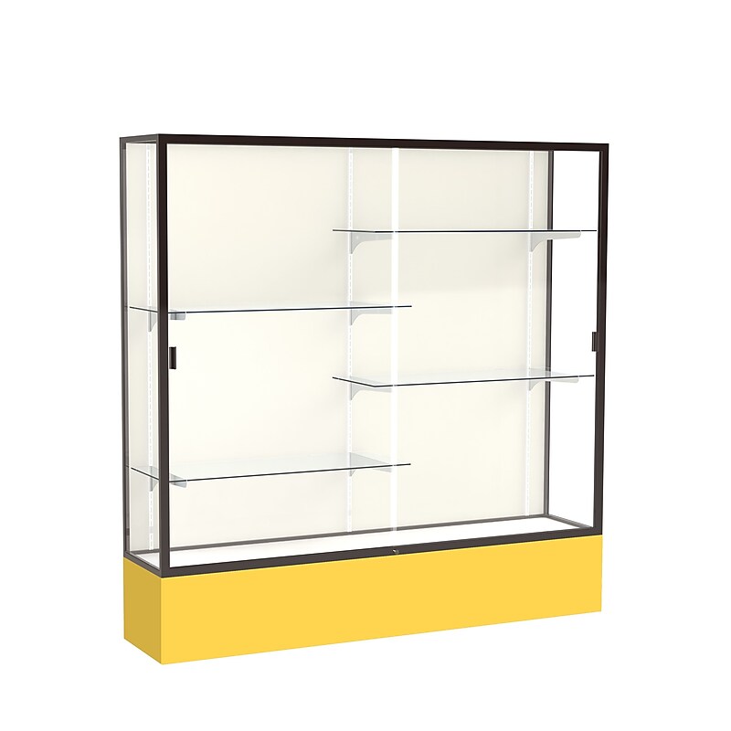 Ghent Spirit 72"W x 72"H x 16"D Floor Case, Plaque Back, Dk. Bronze Finish, Golden Rod Base image 1
