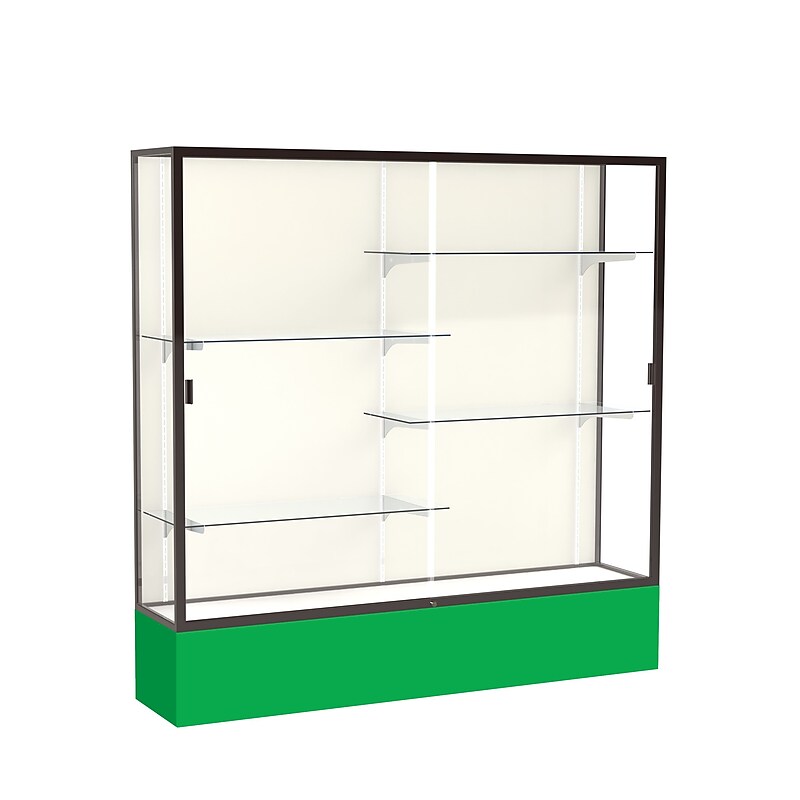 Ghent Spirit 72"W x 72"H x 16"D Floor Case, Plaque Back, Dk. Bronze Finish, Kelly Green Base image 1