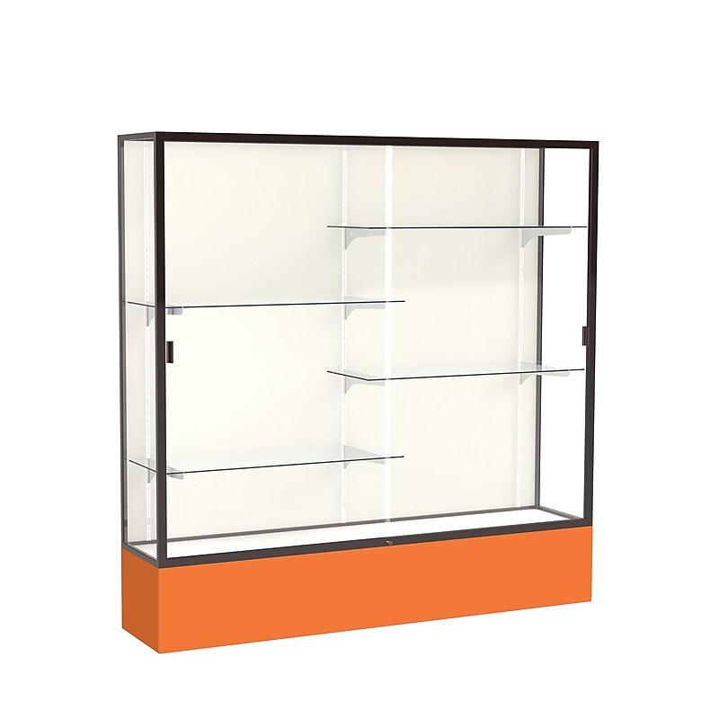Ghent Spirit 72"W x 72"H x 16"D Floor Case, Plaque Back, Dk. Bronze Finish, Orange Base image 1