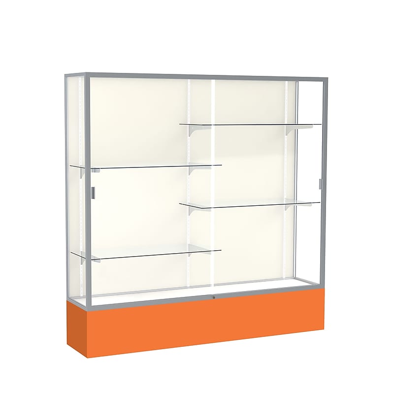 Ghent Spirit 72"W x 72"H x 16"D Floor Case, Plaque Back, Satin Finish, Orange Base image 1