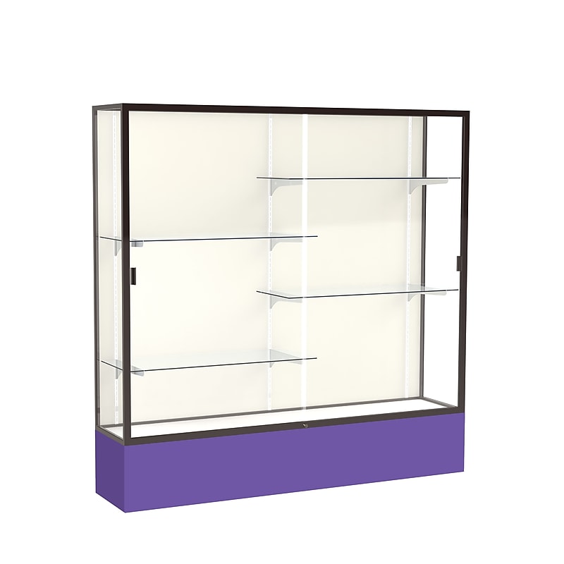 Ghent Spirit 72"W x 72"H x 16"D Floor Case, Plaque Back, Dk. Bronze Finish, Purple Base image 1