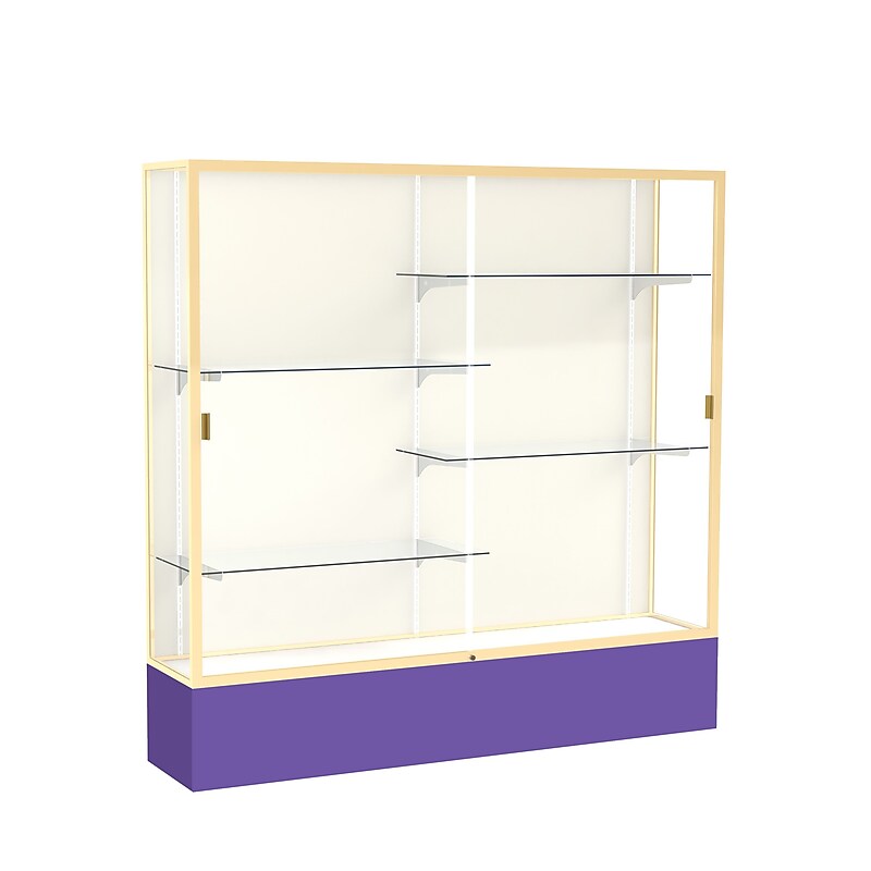 Ghent Spirit 72"W x 72"H x 16"D Floor Case, Plaque Back, Champagne Finish, Purple Base image 1