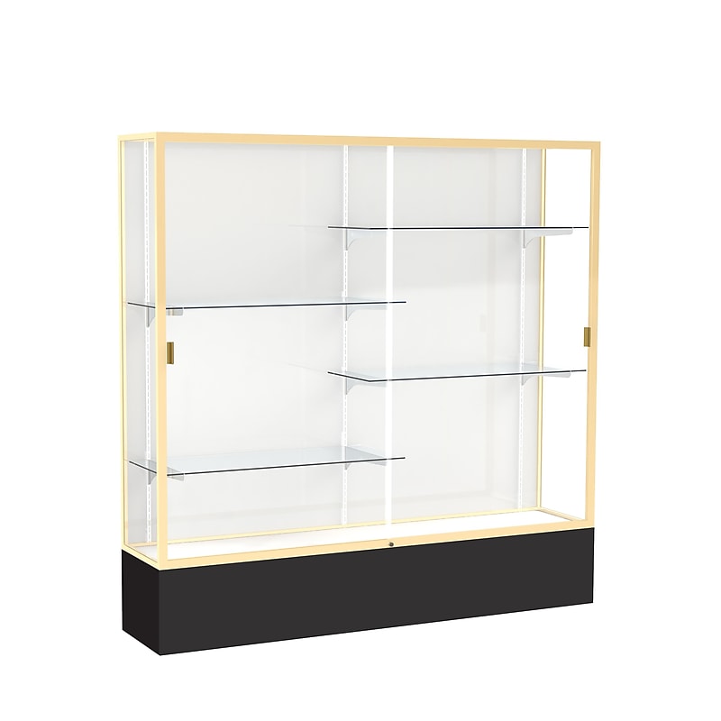 Ghent Spirit 72"W x 72"H x 16"D Floor Case, White Back, Champagne Finish, Black Base image 1