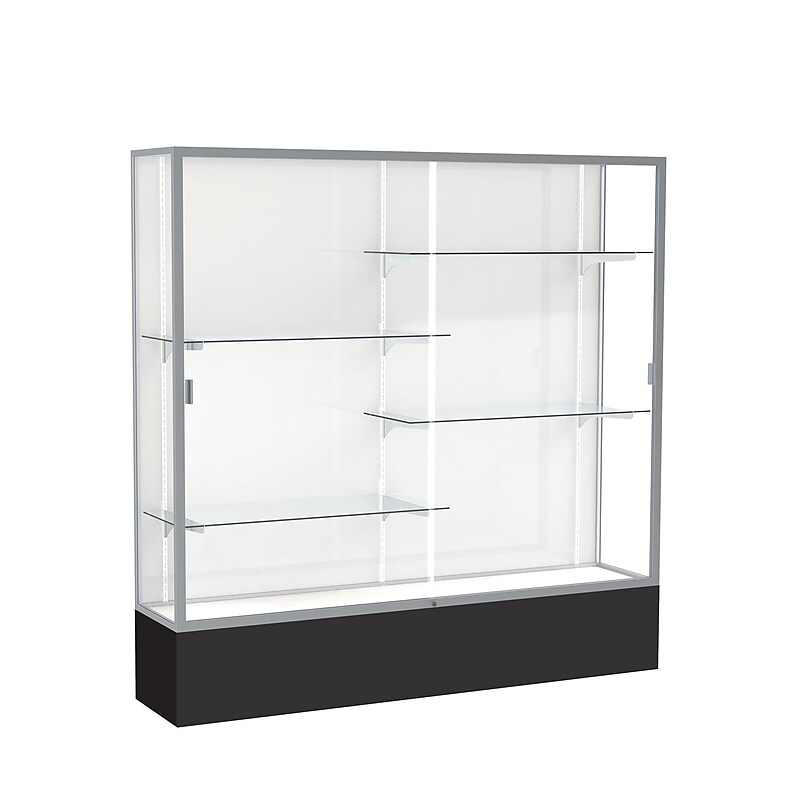 Ghent Spirit 72"W x 72"H x 16"D Floor Case, White Back, Satin Finish, Black Base image 1