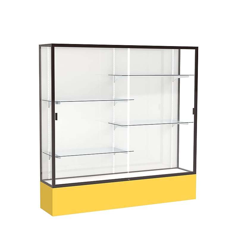 Ghent Spirit 72"W x 72"H x 16"D Floor Case, White Back, Dk. Bronze Finish, Golden Rod Base image 1