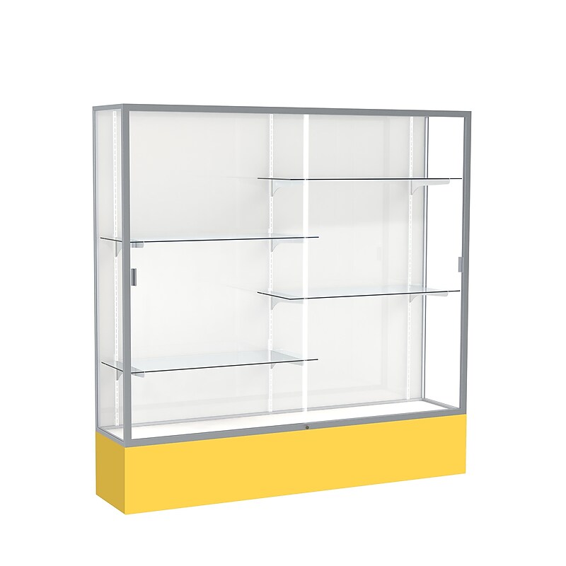 Ghent Spirit 72"W x 72"H x 16"D Floor Case, White Back, Satin Finish, Golden Rod Base image 1