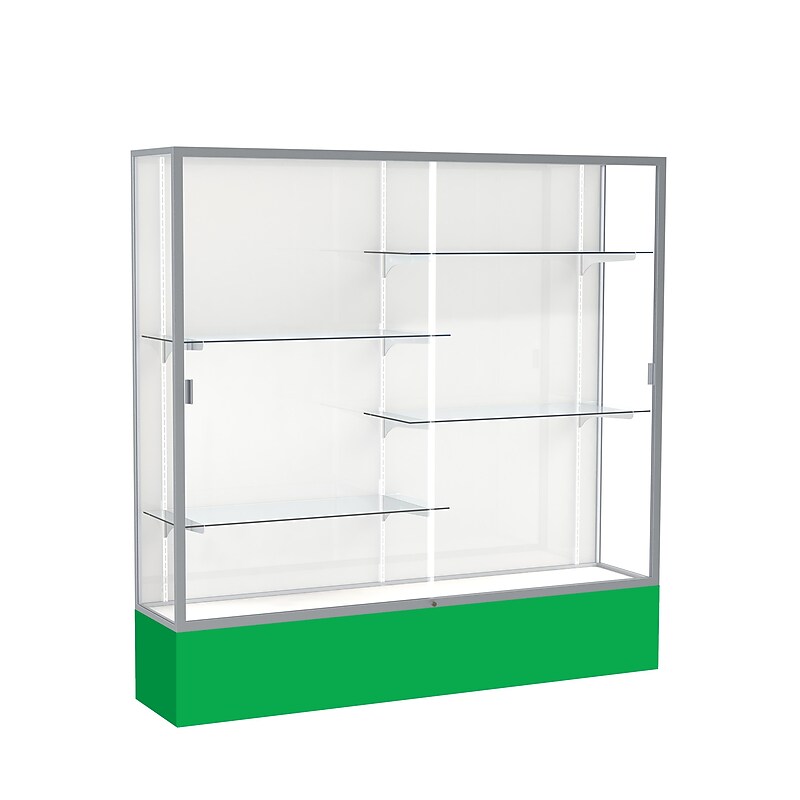 Ghent Spirit 72"W x 72"H x 16"D Floor Case, White Back, Satin Finish, Kelly Green Base image 1