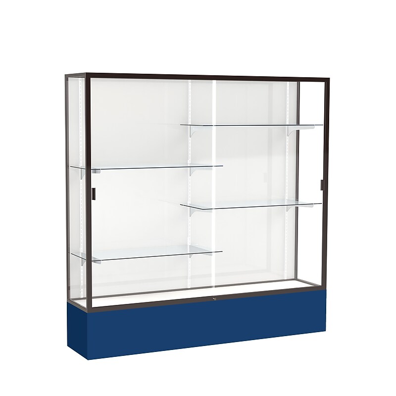 Ghent Spirit 72"W x 72"H x 16"D Floor Case, White Back, Dk. Bronze Finish, Navy Base image 1