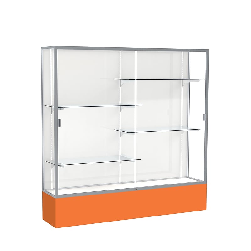 Ghent Spirit 72"W x 72"H x 16"D Floor Case, White Back, Satin Finish, Orange Base image 1