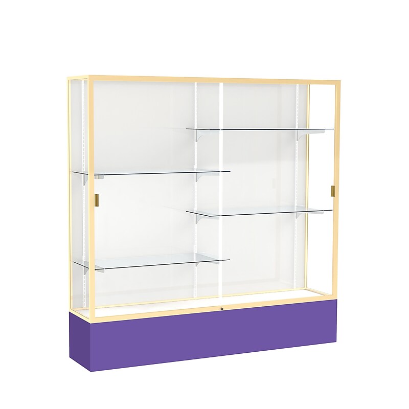 Ghent Spirit 72"W x 72"H x 16"D Floor Case, White Back, Champagne Finish, Purple Base image 1