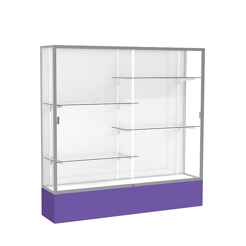 Ghent Spirit 72"W x 72"H x 16"D Floor Case, White Back, Satin Finish, Purple Base image 1