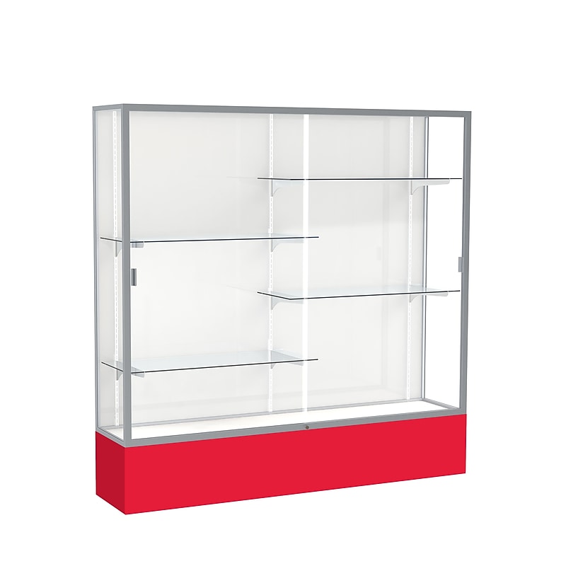 Ghent Spirit 72"W x 72"H x 16"D Floor Case, White Back, Satin Finish, Red Base image 1
