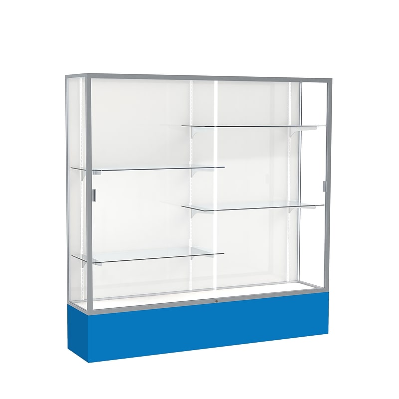 Ghent Spirit 72"W x 72"H x 16"D Floor Case, White Back, Satin Finish, Royal Blue Base image 1