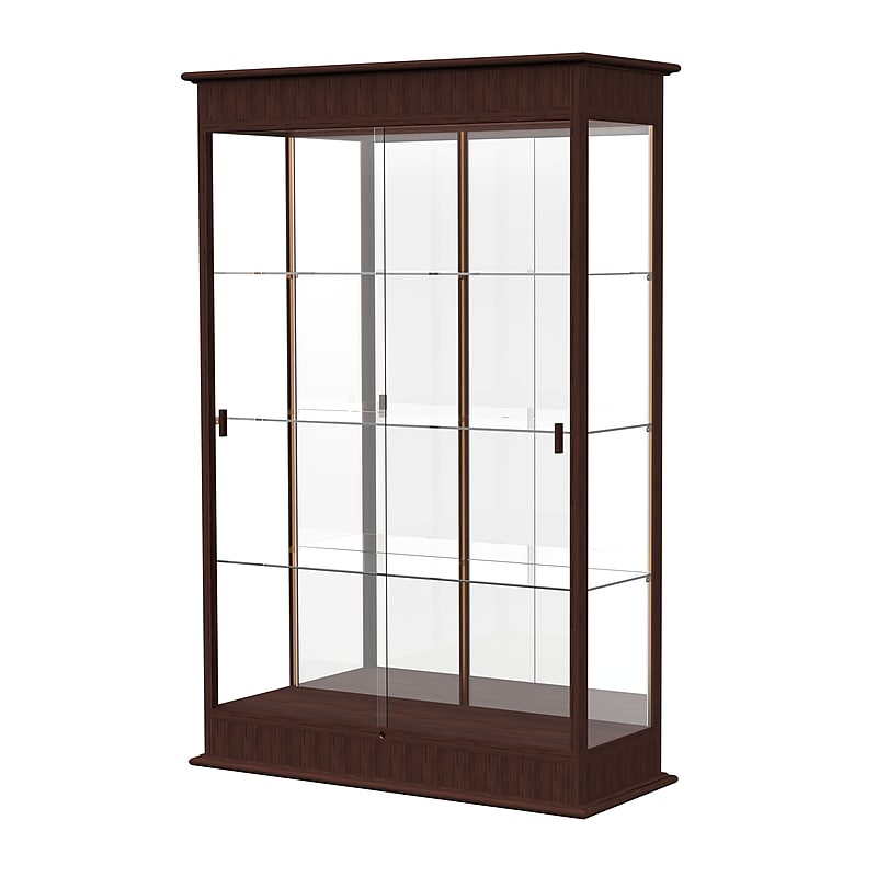 Ghent Varsity 48"W x 77"H x 18"D Lighted Floor Case, Sliding Doors, Mirror Back, Espresso Finish image 1