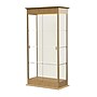Ghent Varsity 36"W x 77"H x 18"D Lighted Floor Case, Sliding Doors, Plaque Back, Carmel Oak Finish~#|#~m002839830_sc7