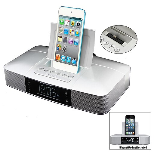 Capello Slimline Silver Dual Alarm Clock w/Lightning Connector (Ci210