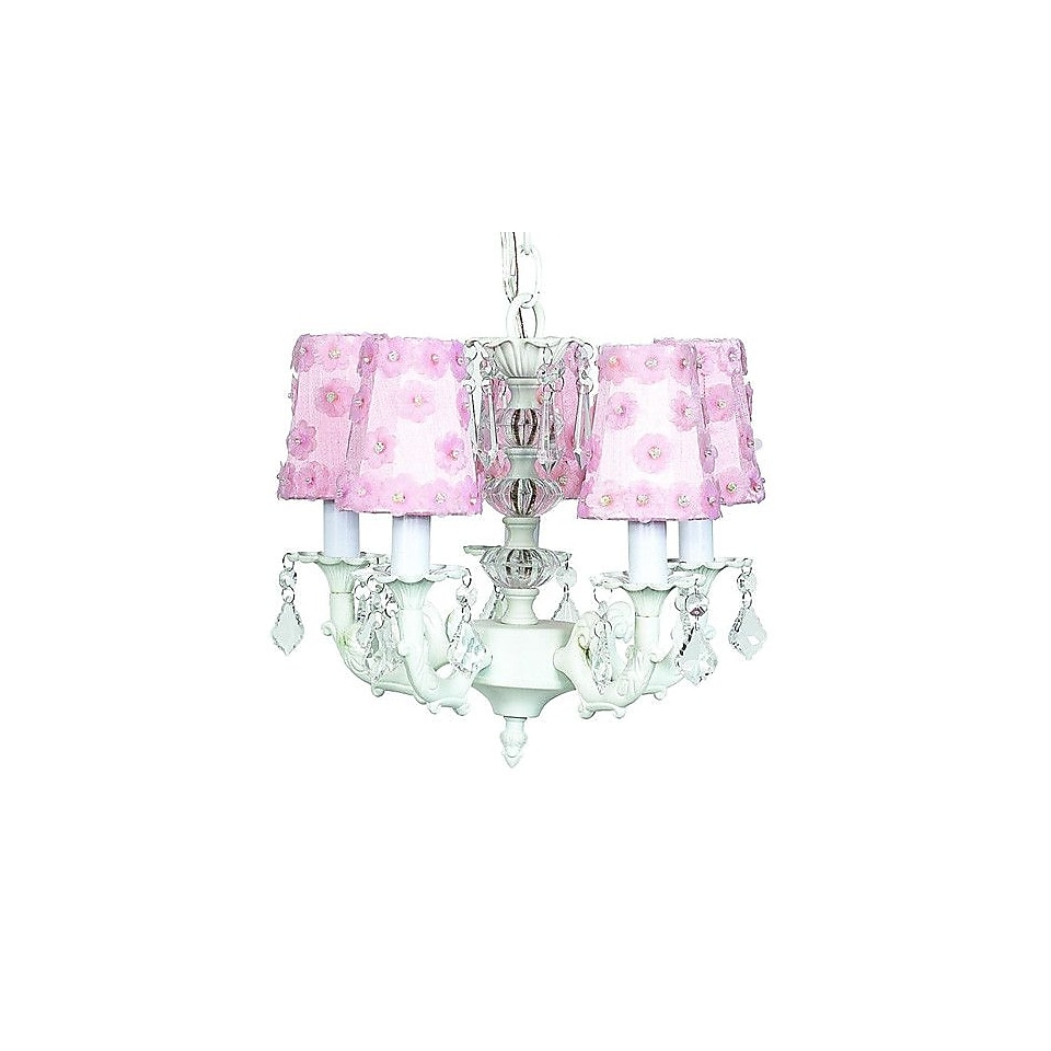 Jubilee Collection Stacked Glass Ball 5 Light Chandelier; Pink Flower