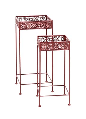 Woodland Imports 2 Piece Plant Stand Set; Red